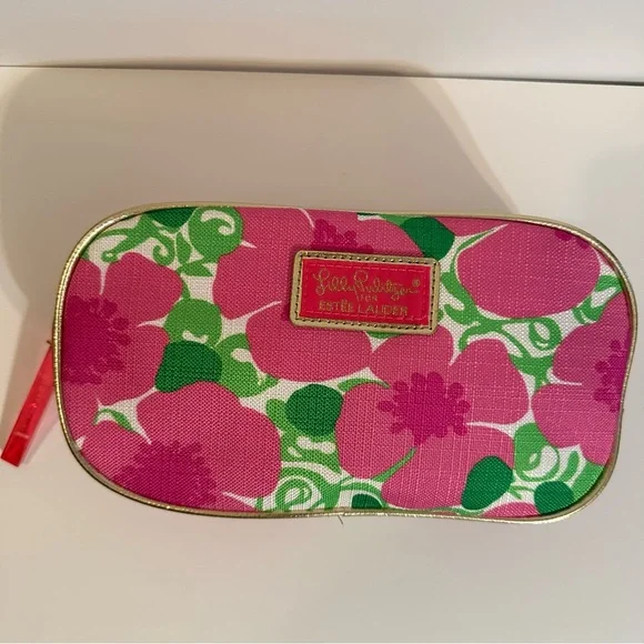 ❌SOLD❌Lilly Pulitzer For Estée Lauder Pink Floral Make Up Bag-Travel Case NEW - Picture 3 of 11
